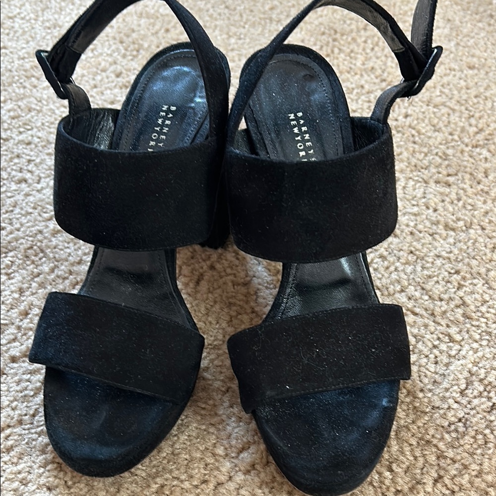 Barneys New York Black Sandals with Chunky Heel like new condition